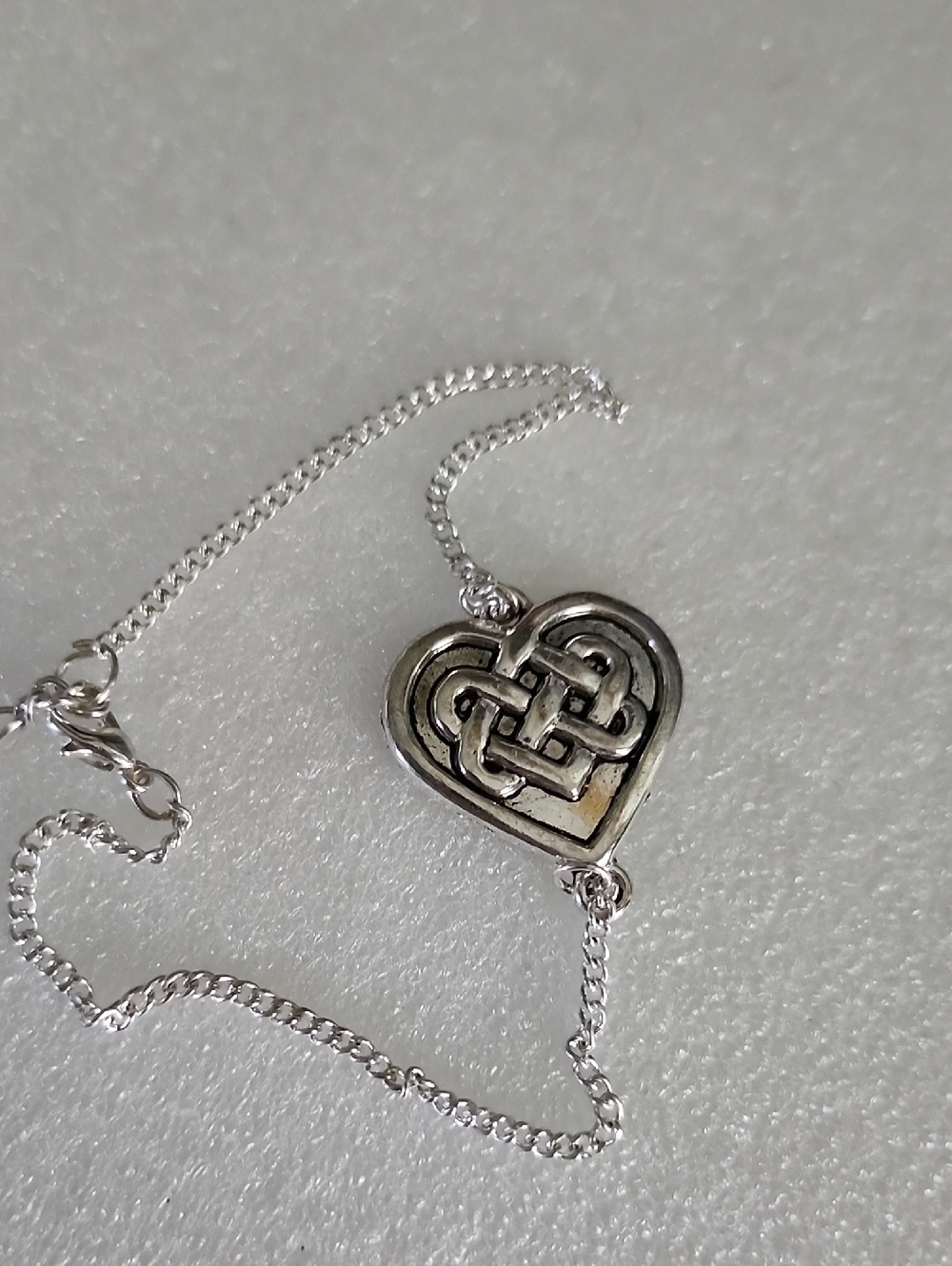Hand Crafted Silver Heart Knot Bracelet / Anklet